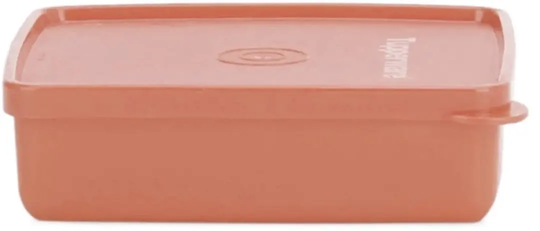 Tupperware KLEINE Broodtrommel Vierkant Zalm Oranje