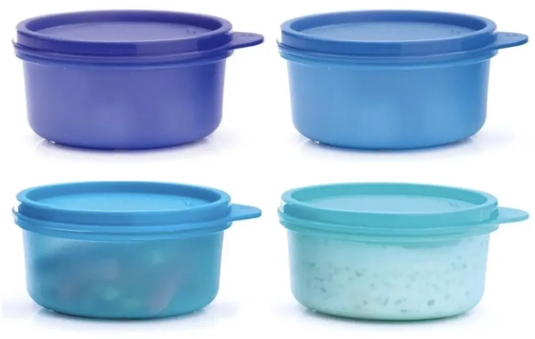 Tupperware 4 Dessert Bakjes 200 ml Blauw Groen
