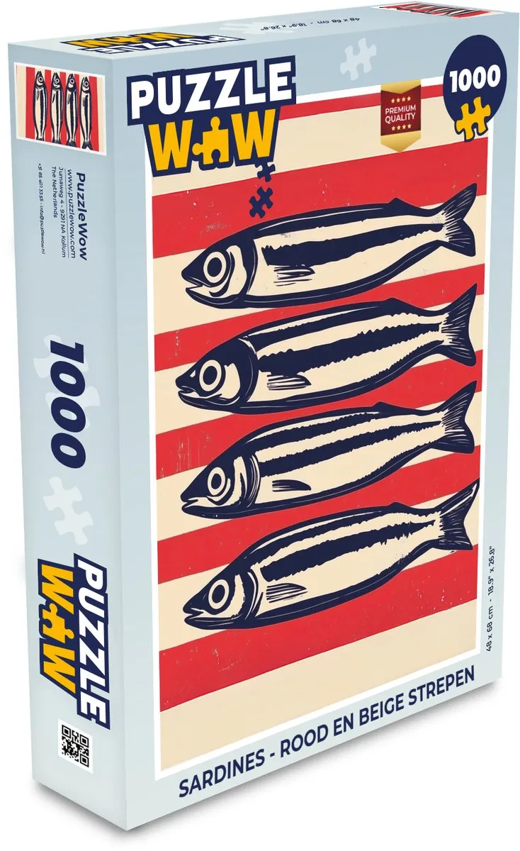 PuzzleWow Sardines Legpuzzel 1000 Stuks - Strepen