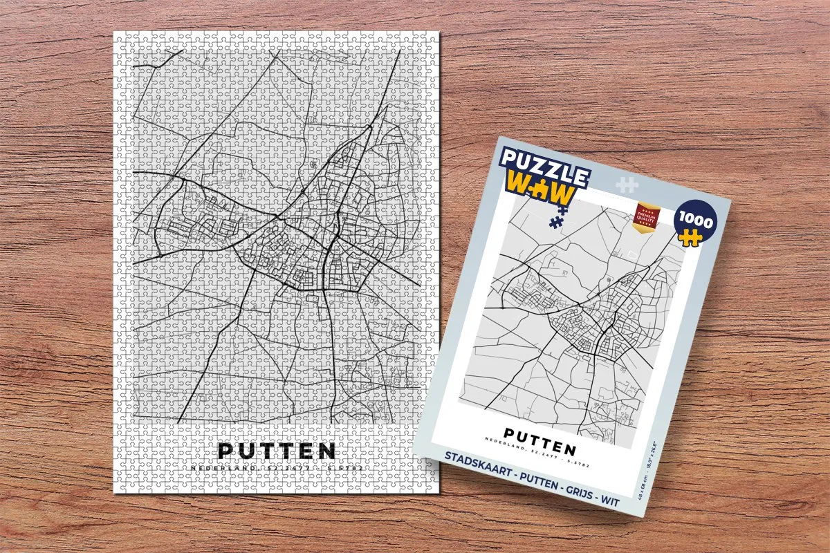 PuzzleWow Stadskaart Putten Legpuzzel 1000 Stuks - Multicolor