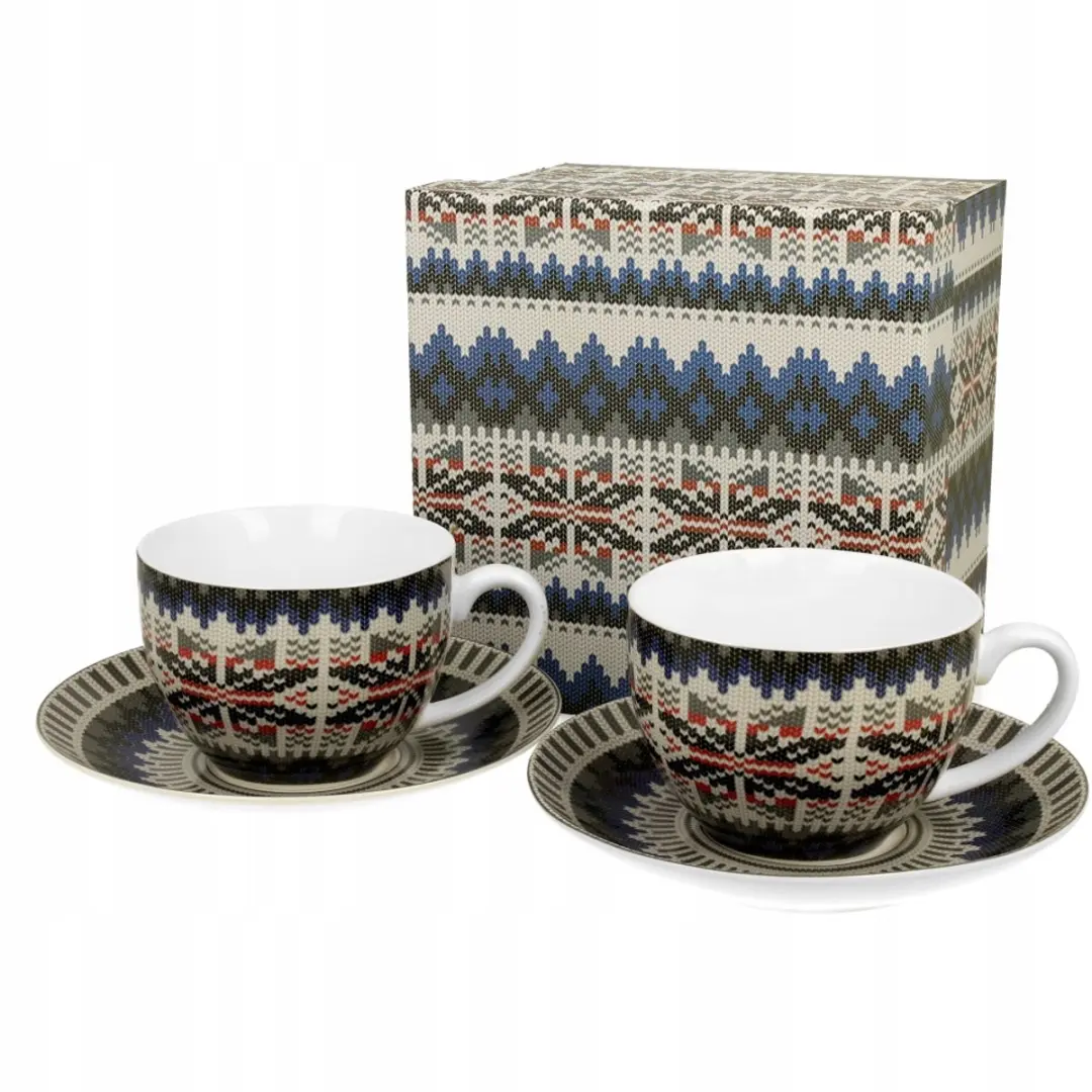 Set van 2 Kerst Mokken Blauwe Trui 280ml Porselein
