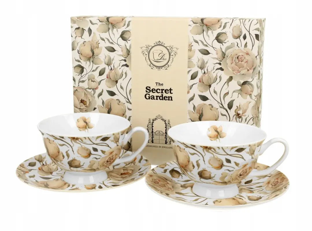 Set van 2 Porseleinen Koffiekopjes met Schotels