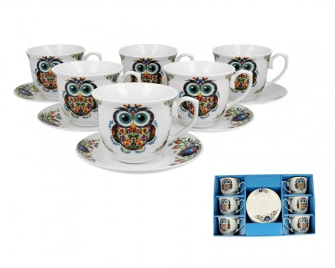 6x Porseleinen Kopjes met Schotels Sowa Etno 250ml