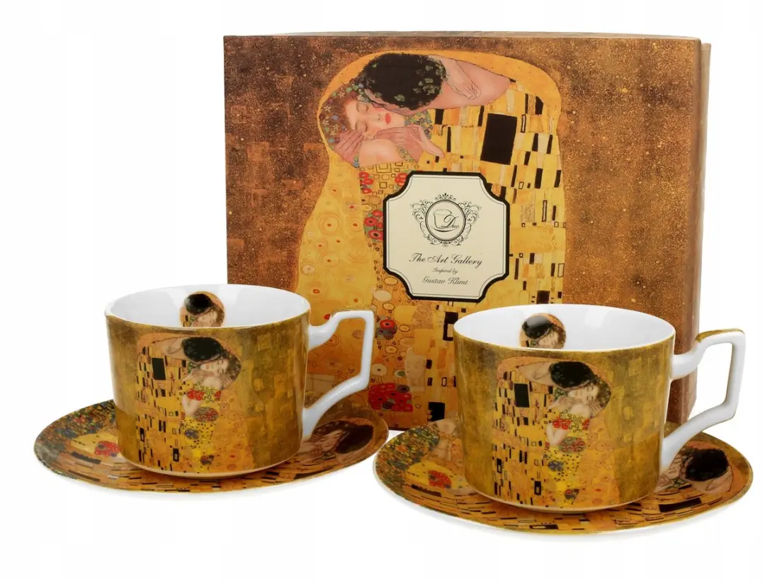 Luxe The Kiss Klimt Kopjes met Schotels (2 stuks, 250ml)