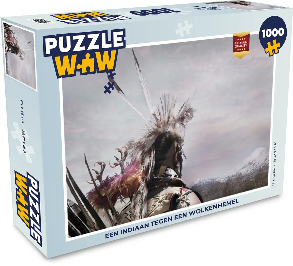 PuzzleWow Legpuzzel 1000 Stuks - Een Indiaan tegen Wolkenhemel - Multicolor