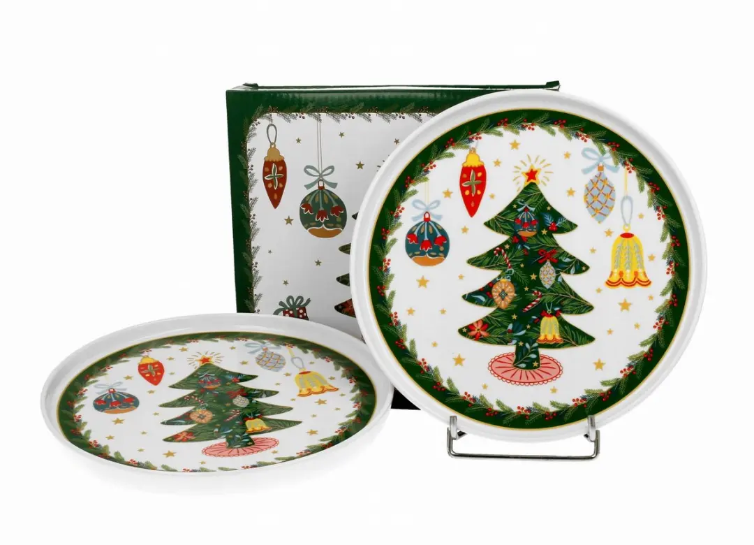 Set van 2 Kerstboom Dessertborden