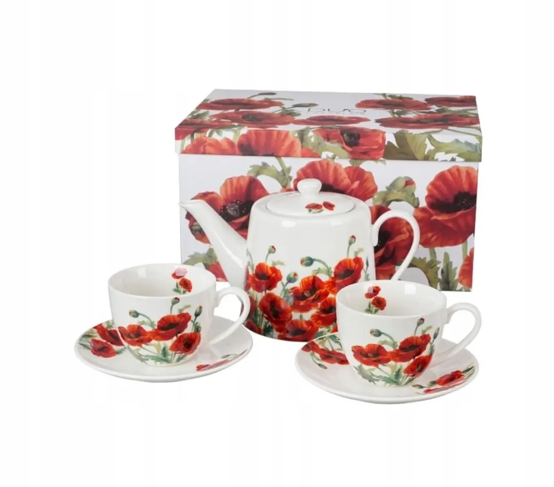 Porseleinen Koffieset met Mokken, Schotels en Theepot