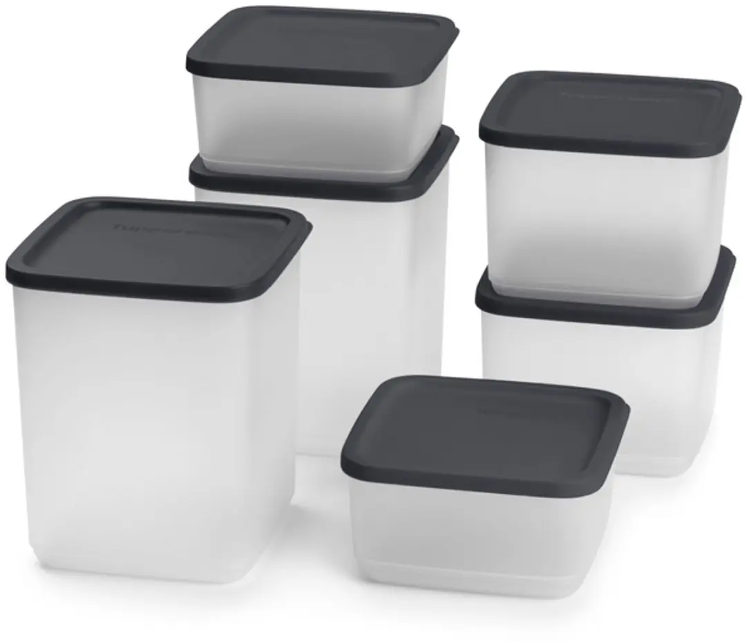 Tupperware Cubix Set Zwart (6 stuks) — voorraad bakjes
