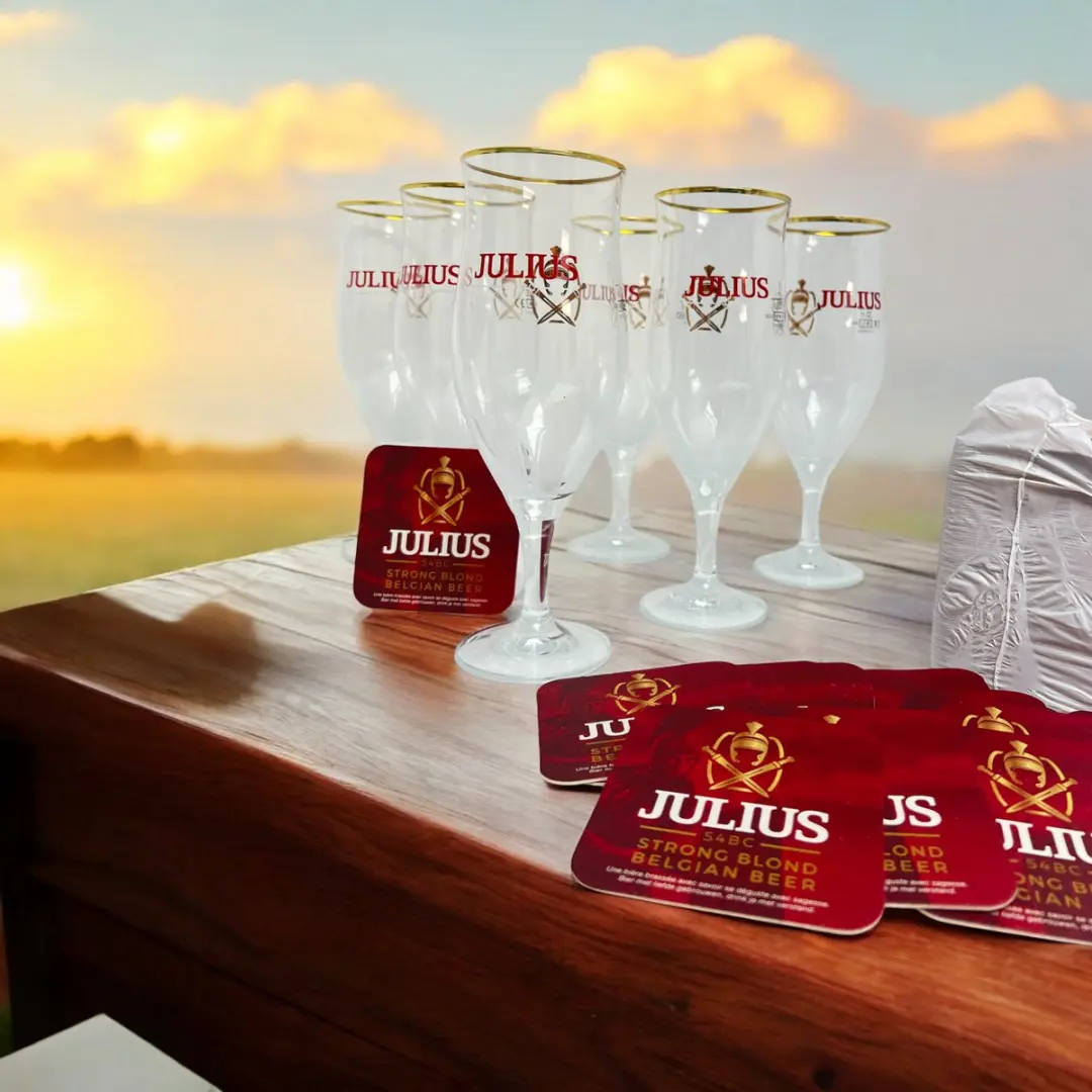 6 X Luxe Bierglas van JULIUS met 100 st bierviltjes