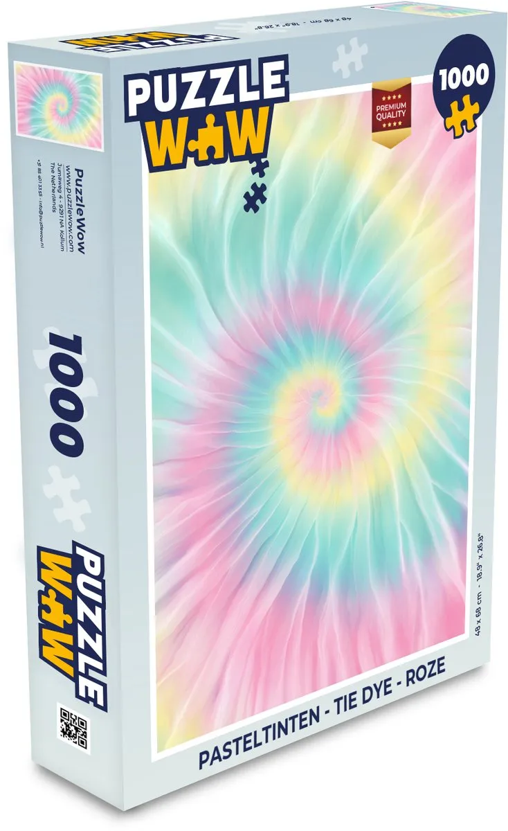 PuzzleWow Pasteltinten Tie Dye Legpuzzel 1000 Stuks