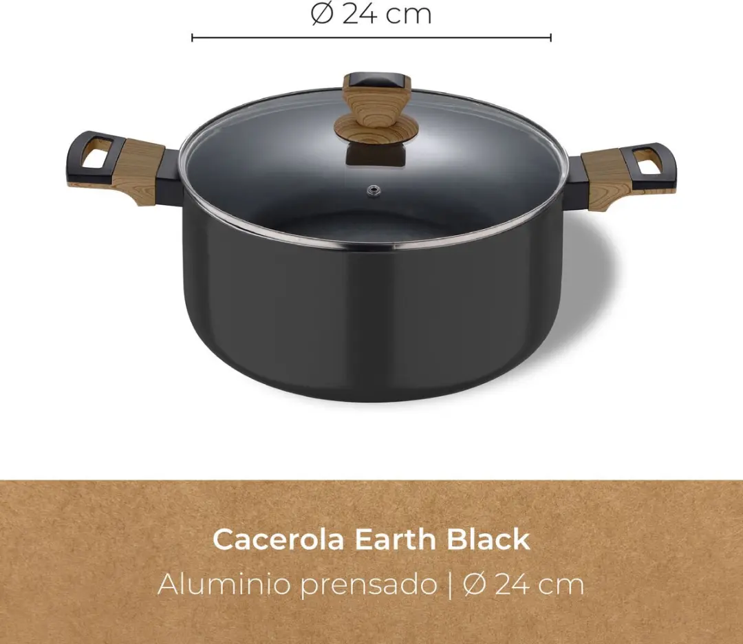Kookpot Bergner EARTH Ø 24 cm Zwart