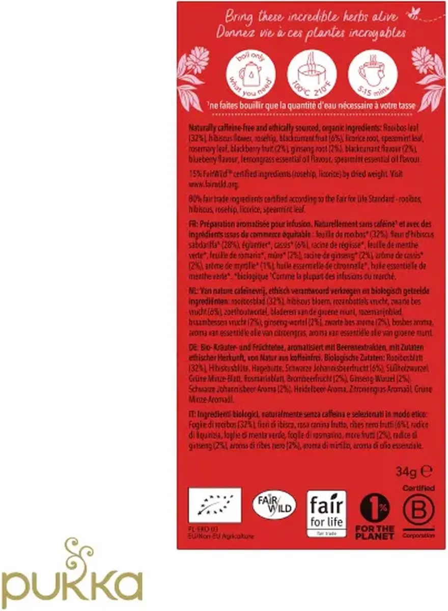 Pukka Tea Morning Berry Biologische Kruidenthee 20 Zakjes