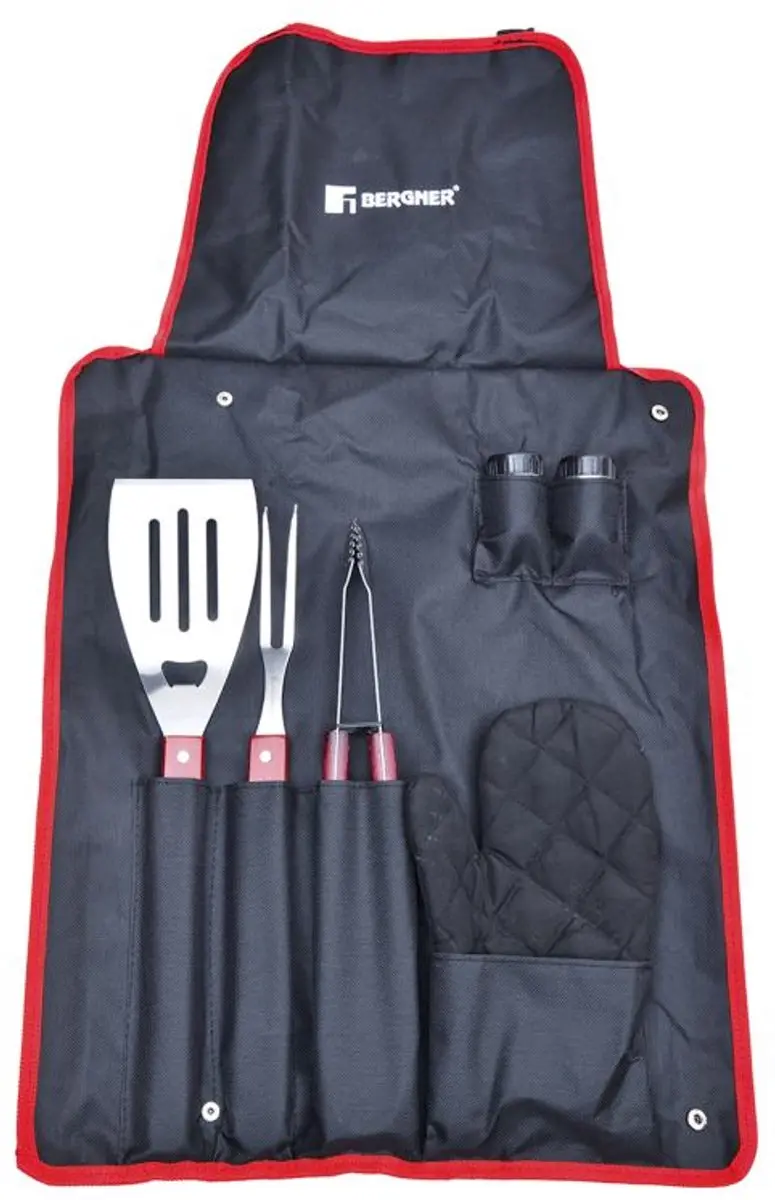 Barbecueschort met gereedschap, set van 7 stuks