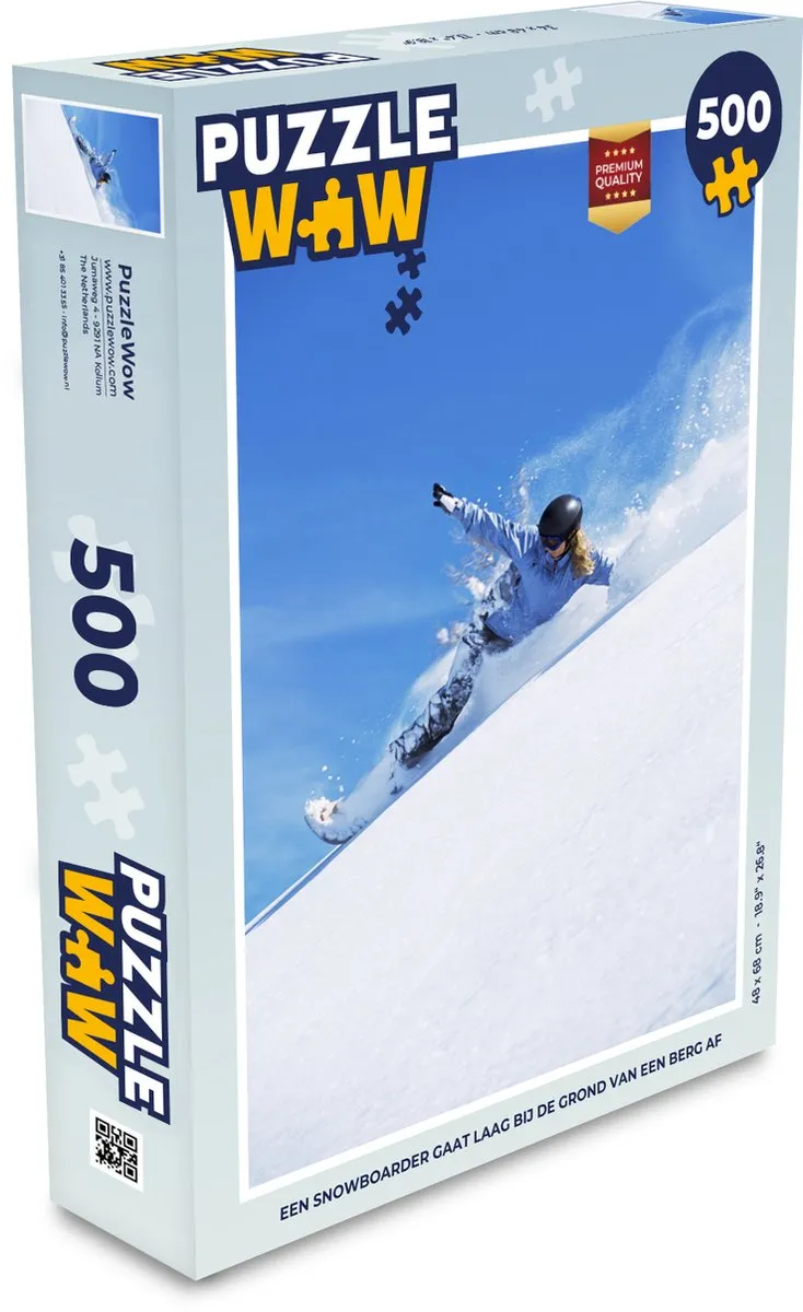 PuzzleWow Legpuzzel Snowboarder 500 Stuks - Multicolor