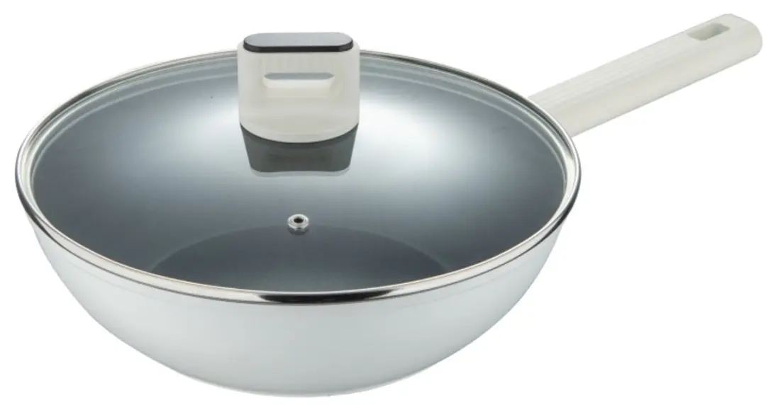 Wokpan met deksel en antiaanbaklaag LINES 28 cm