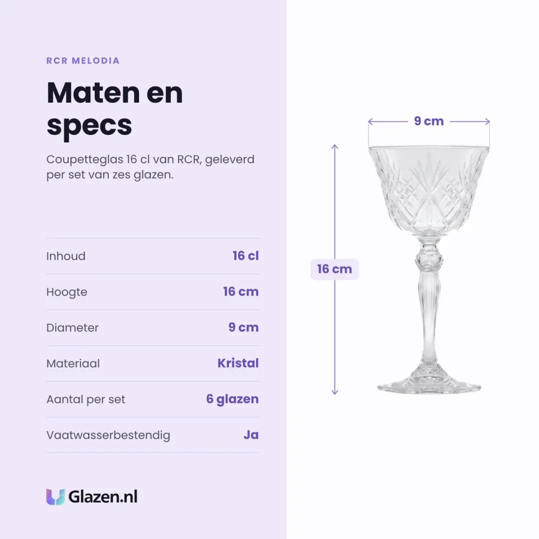 RCR Melodia Coupetteglas 16cl - 6 Stuks - Transparant - afbeelding 4 van 6