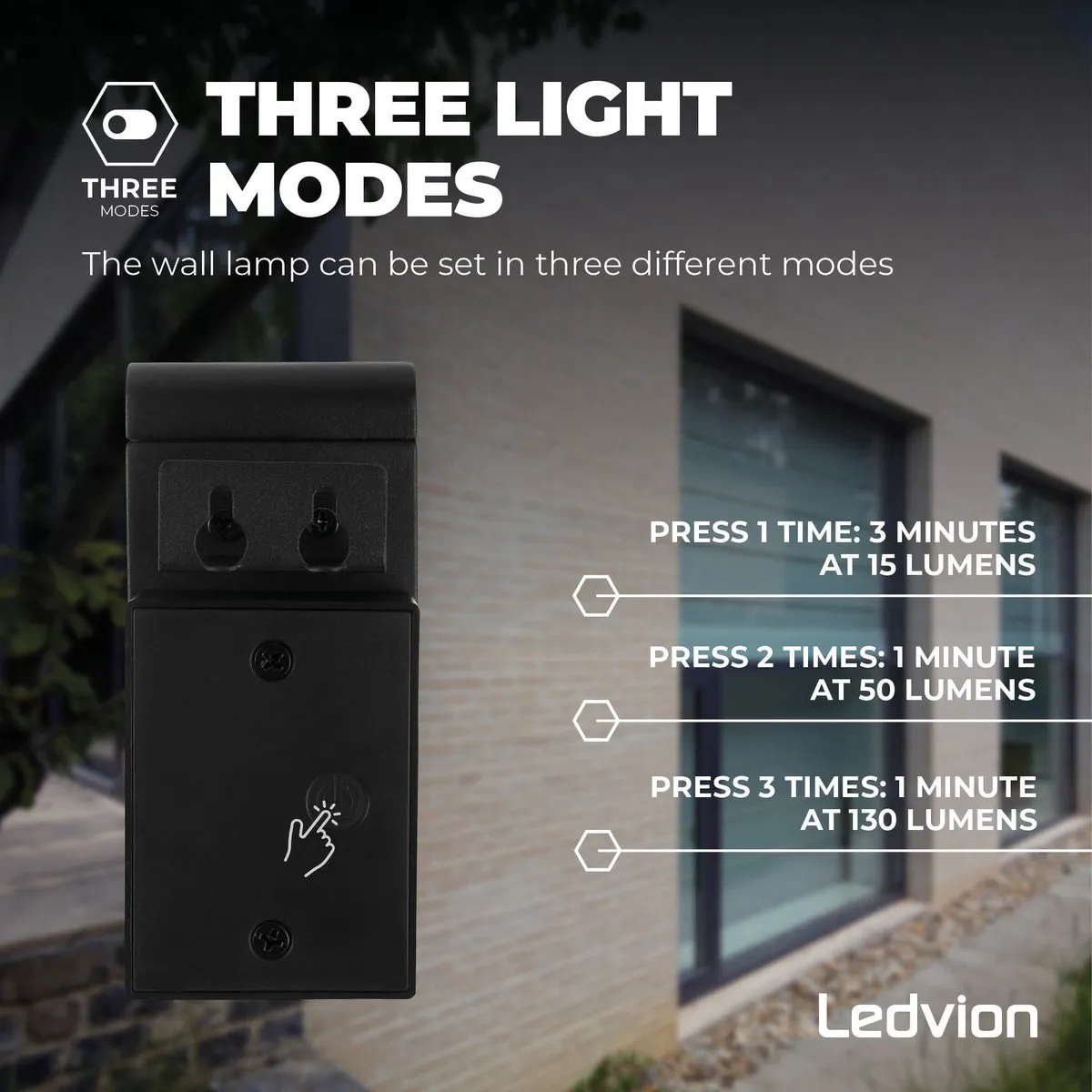 Ledvion Solar Wandlamp 0.5W 3000K - Zwart