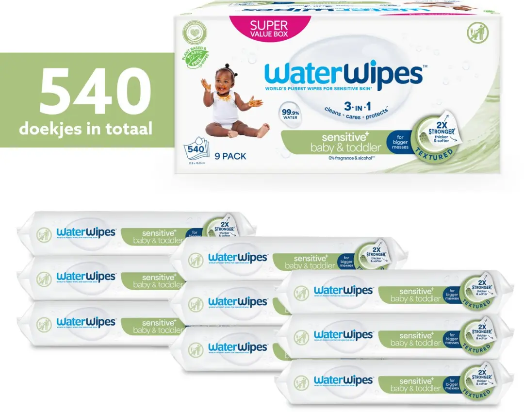WaterWipes Snoetdoekjes 540 Stuks - 9x60