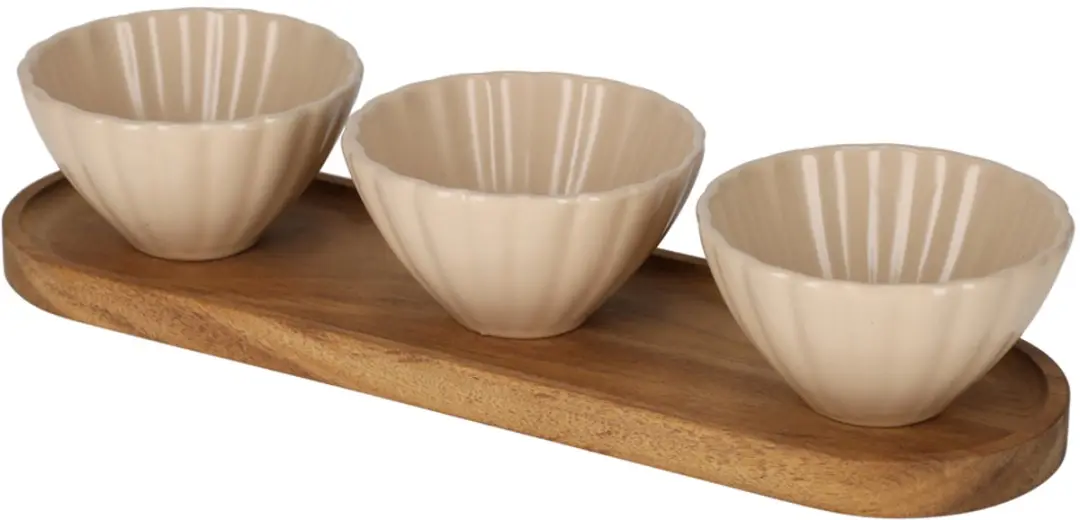 JENS Living Serveerset Met Schelp Schaaltjes Beige
