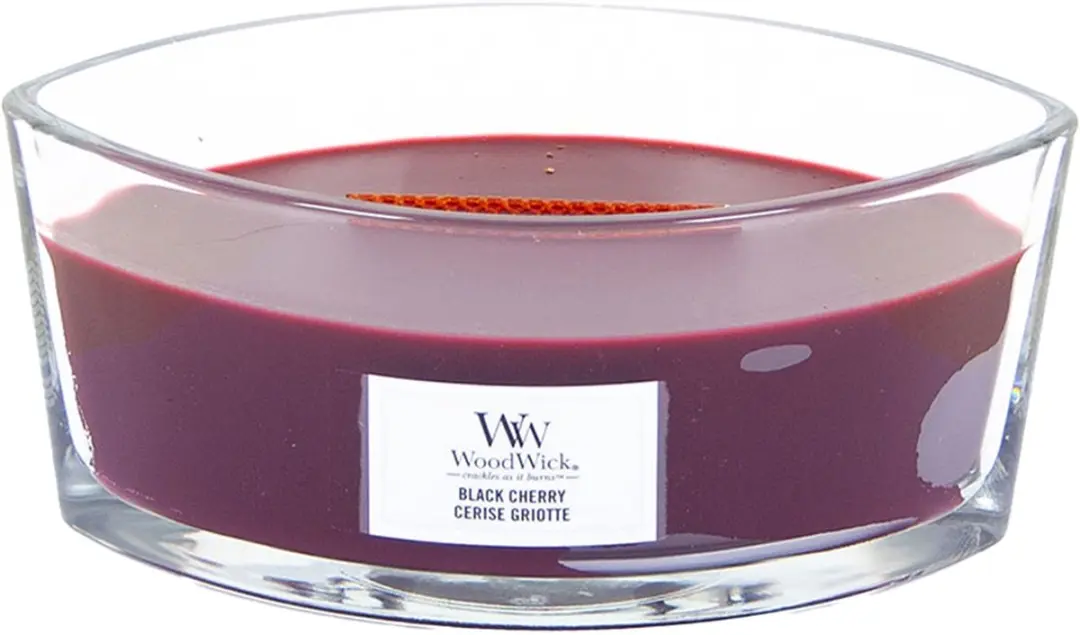 Woodwick Heartwick Flame Ellipse Geurkaars - Black Cherry 50 uur