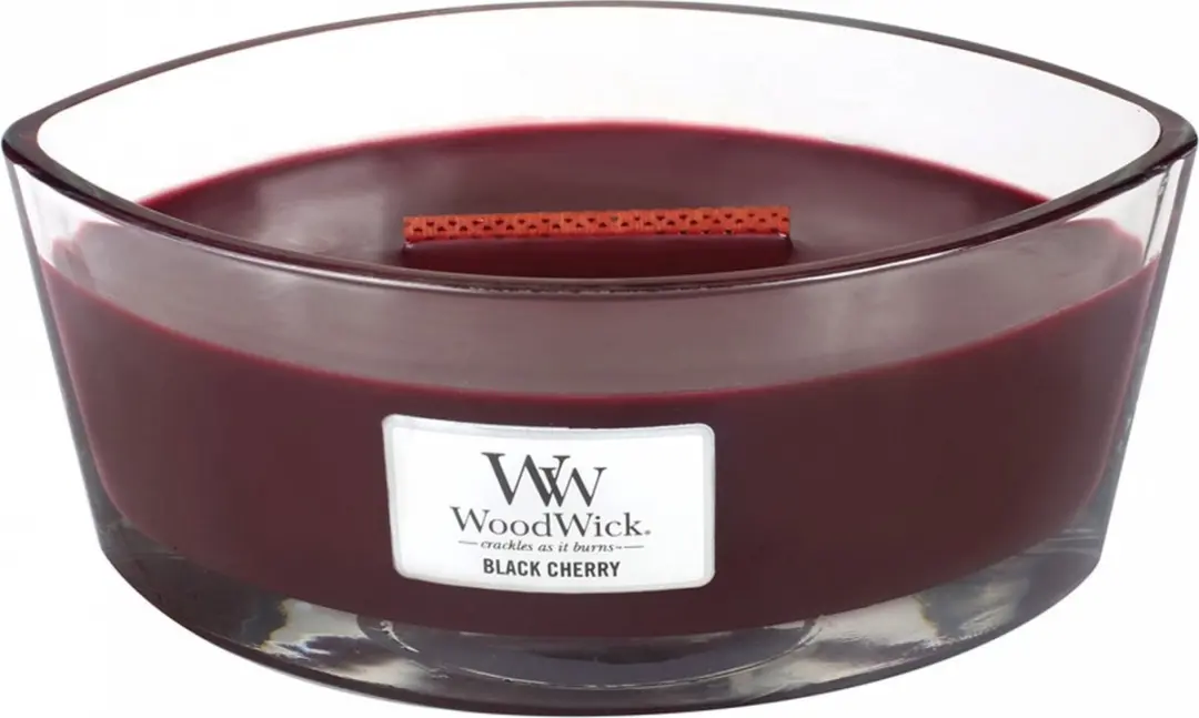 Woodwick Heartwick Flame Ellipse Geurkaars - Black Cherry 50 uur