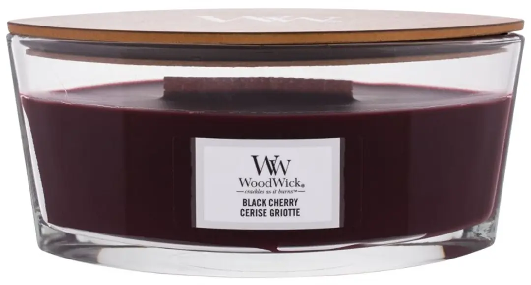 Woodwick Heartwick Flame Ellipse Geurkaars - Black Cherry 50 uur