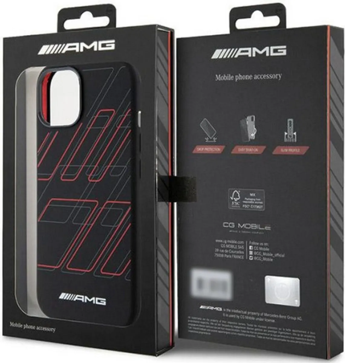 Mercedes-AMG Large Rhombuses Back Case iPhone 15 Plus - Zwart
