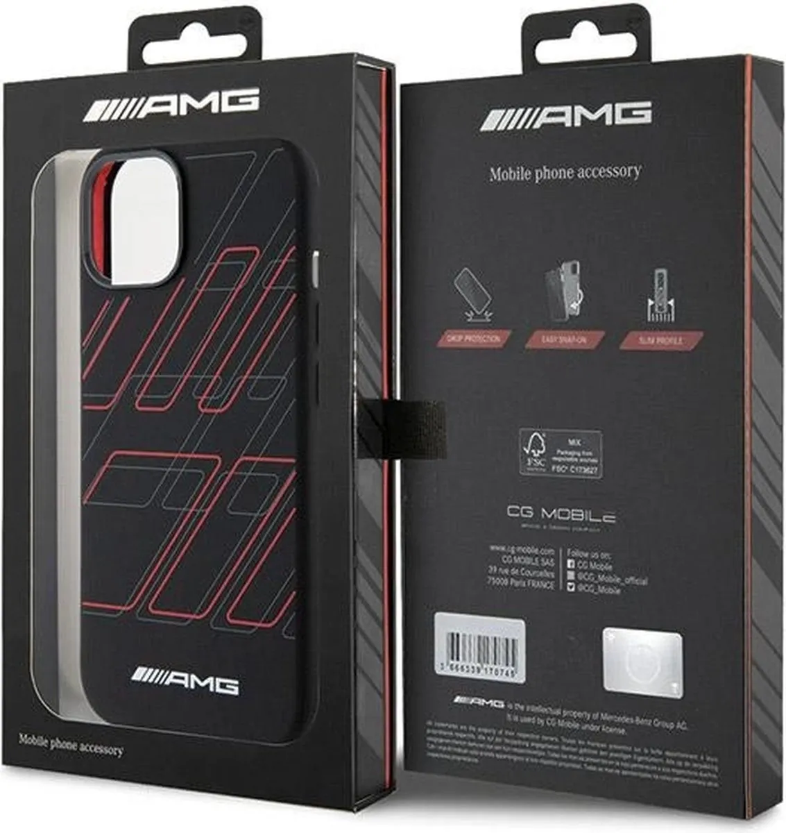 Mercedes-AMG Large Rhombuses Back Case iPhone 15 Plus - Zwart
