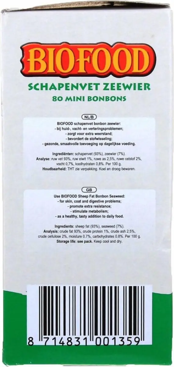 BF Petfood Biofood Schapenvet Mini Bonbons Zeewier 80 Stuks