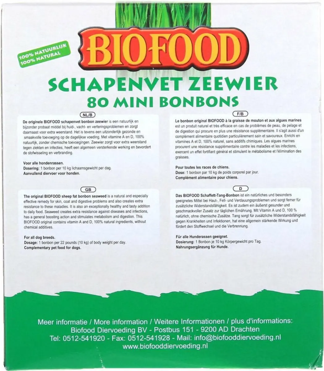 BF Petfood Biofood Schapenvet Mini Bonbons Zeewier 80 Stuks