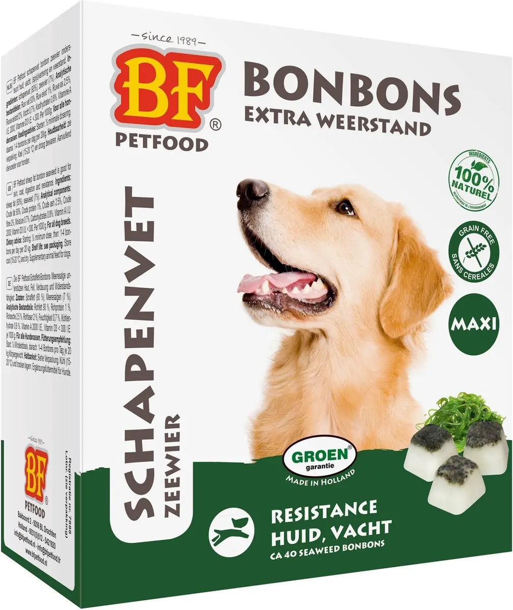 BF Petfood Biofood Schapenvet Maxi Bonbons Zeewier 250g - 40 Stuks