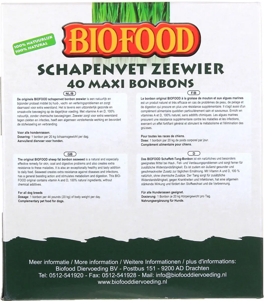 BF Petfood Biofood Schapenvet Maxi Bonbons Zeewier 250g - 40 Stuks
