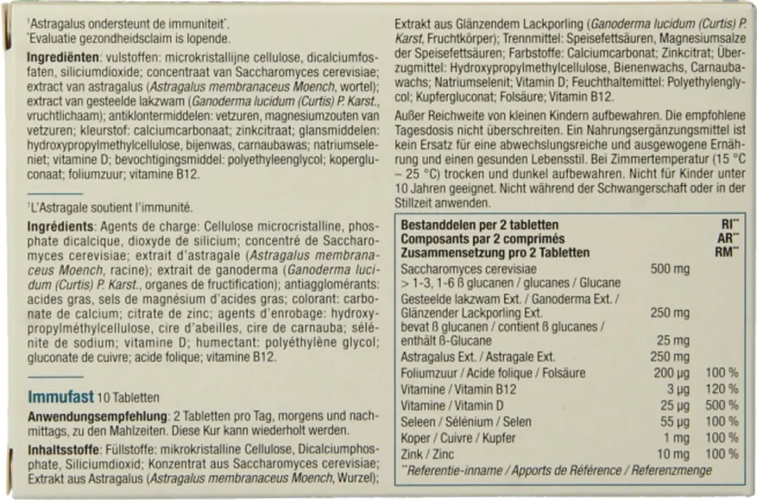 Fytostar Immufast Immune Support Voedingssupplement - 10 Tabletten