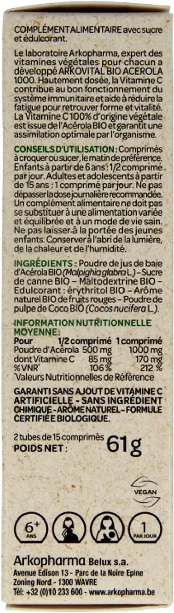 Arkopharma Arkovital Acerola 1000 Kauwtabletten - 30 Stuks
