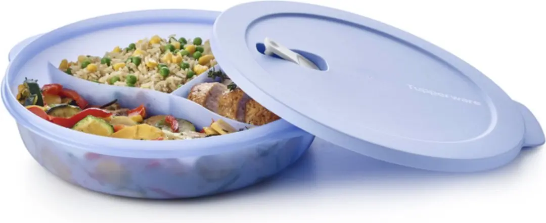 Tupperware crystalwave magnetronbord , vakjes, (nieuwe kleur)