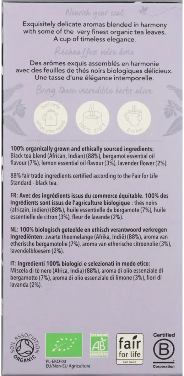 Pukka Earl Grey Biologische Thee 20 Zakjes - Bergamot & Lavendel