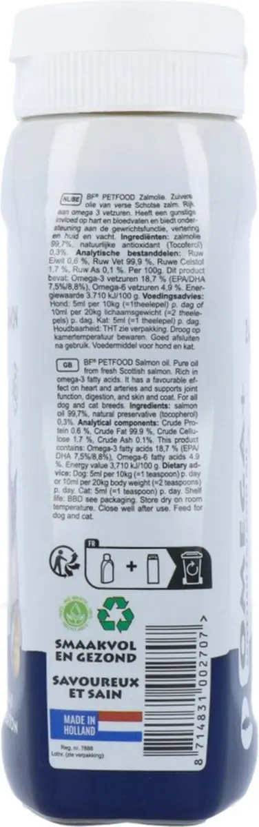 BF Petfood Zalmolie 250ml - Omega 3/6 Supplement