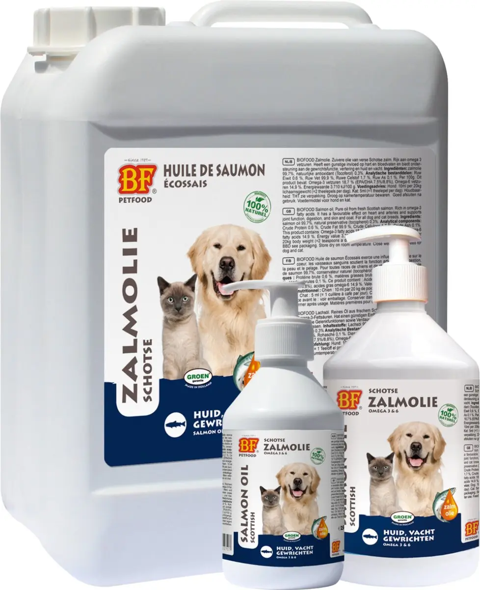 BF Petfood Zalmolie 250ml - Omega 3/6 Supplement