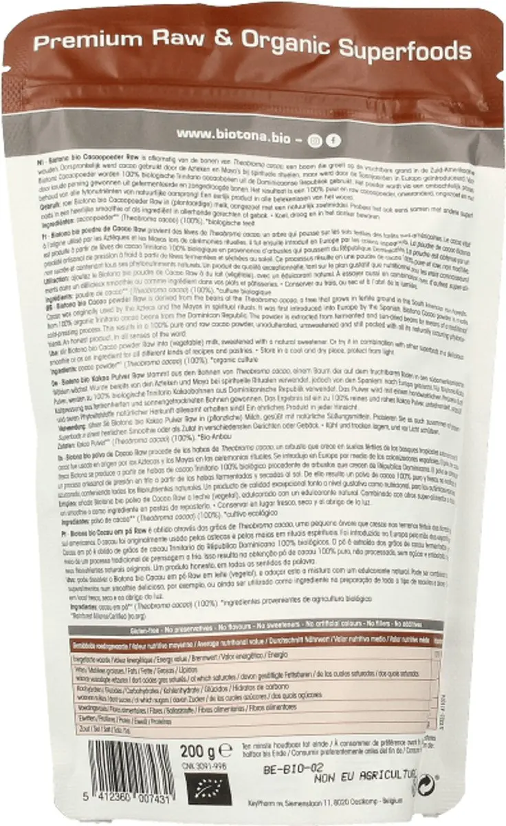 Biotona Cacao Raw Powder 200g