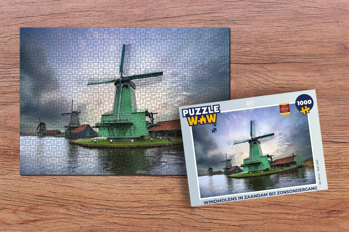 PuzzleWow Windmolens in Zaandam Legpuzzel 1000 Stuks - Multicolor