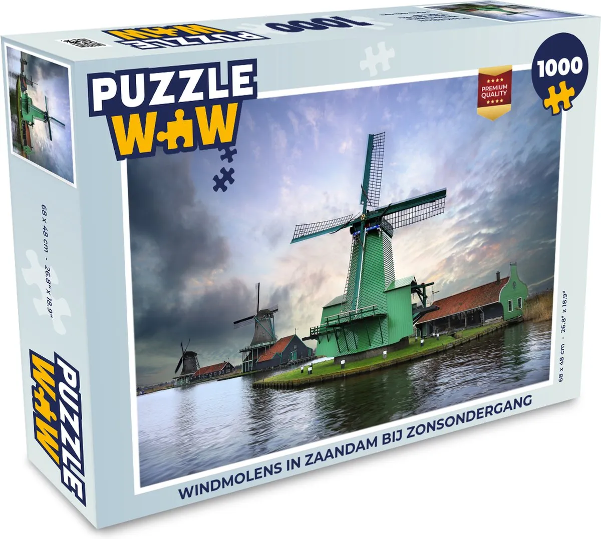 PuzzleWow Windmolens in Zaandam Legpuzzel 1000 Stuks - Multicolor