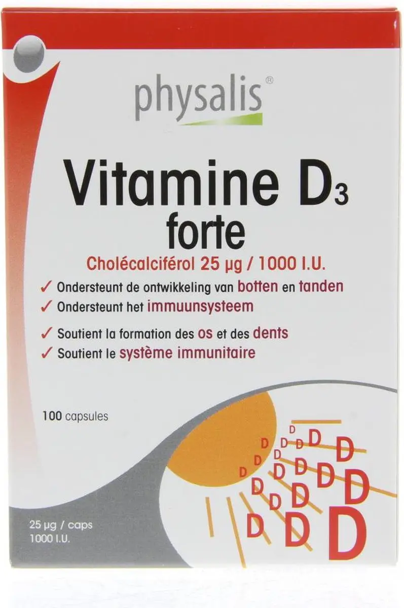 Physalis Vitamine D3 Forte Capsules 1000 I.U. - 100 Stuks