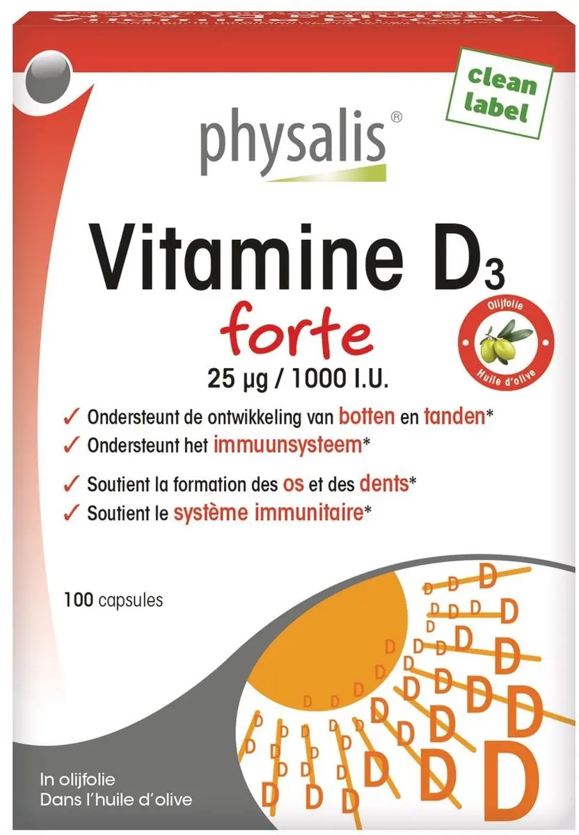 Physalis Vitamine D3 Forte Capsules 1000 I.U. - 100 Stuks