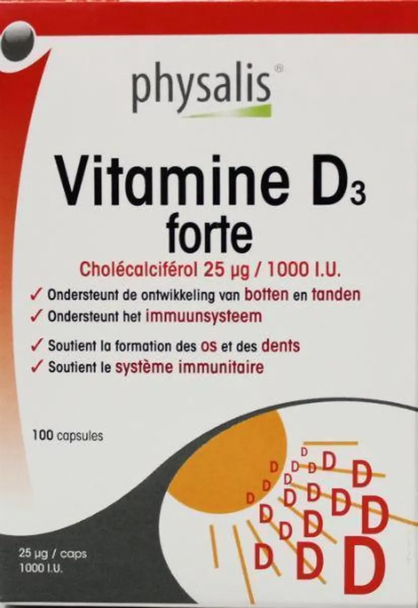 Physalis Vitamine D3 Forte Capsules 1000 I.U. - 100 Stuks