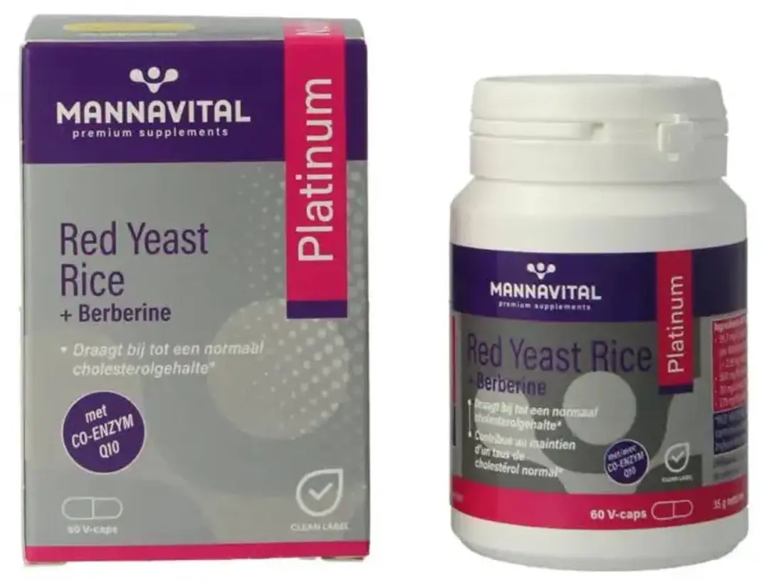Mannavital Red Yeast Rice + Berberine 60 Capsules - afbeelding 6 van 6