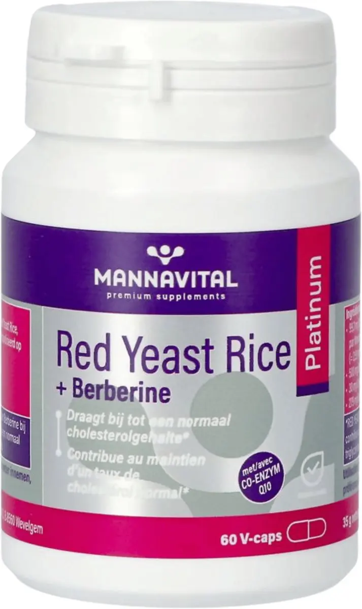 Mannavital Red Yeast Rice + Berberine 60 Capsules - afbeelding 2 van 6