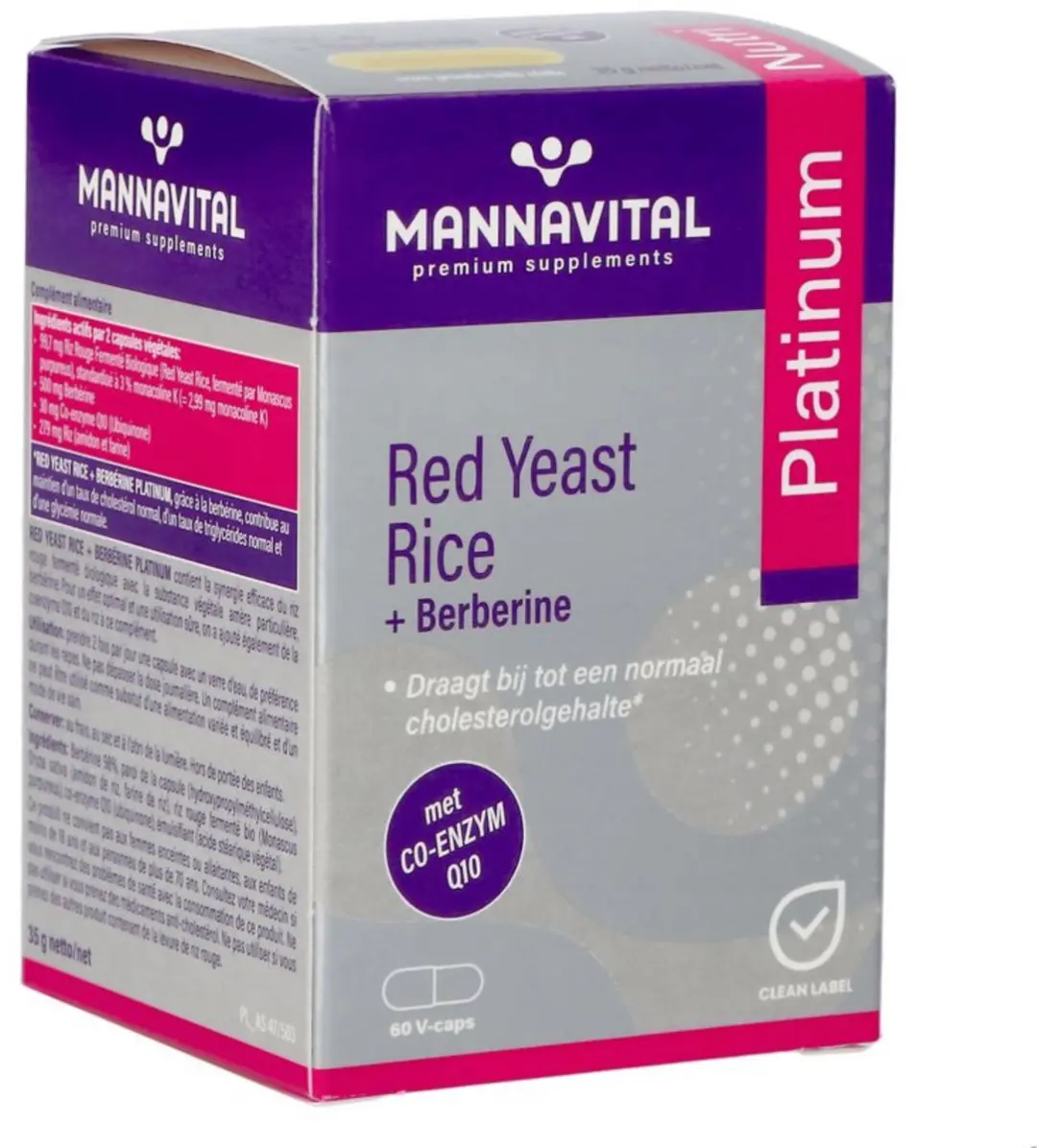 Mannavital Red Yeast Rice + Berberine 60 Capsules - afbeelding 4 van 6