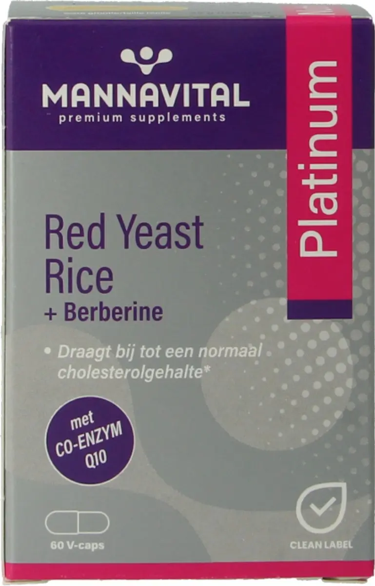 Mannavital Red Yeast Rice + Berberine 60 Capsules - afbeelding 5 van 6