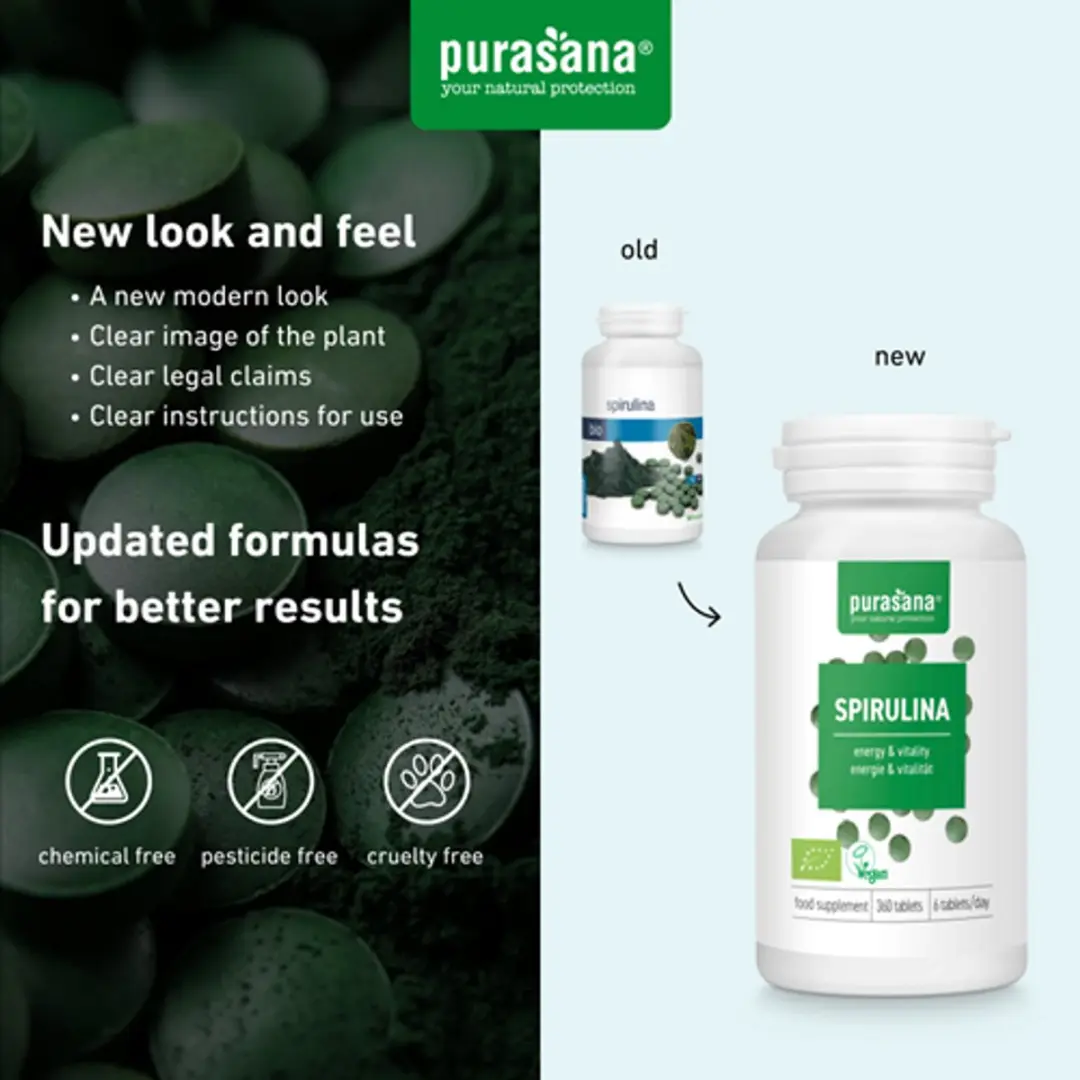 Purasana Bio Spirulina Tabletten 360g - afbeelding 5 van 6