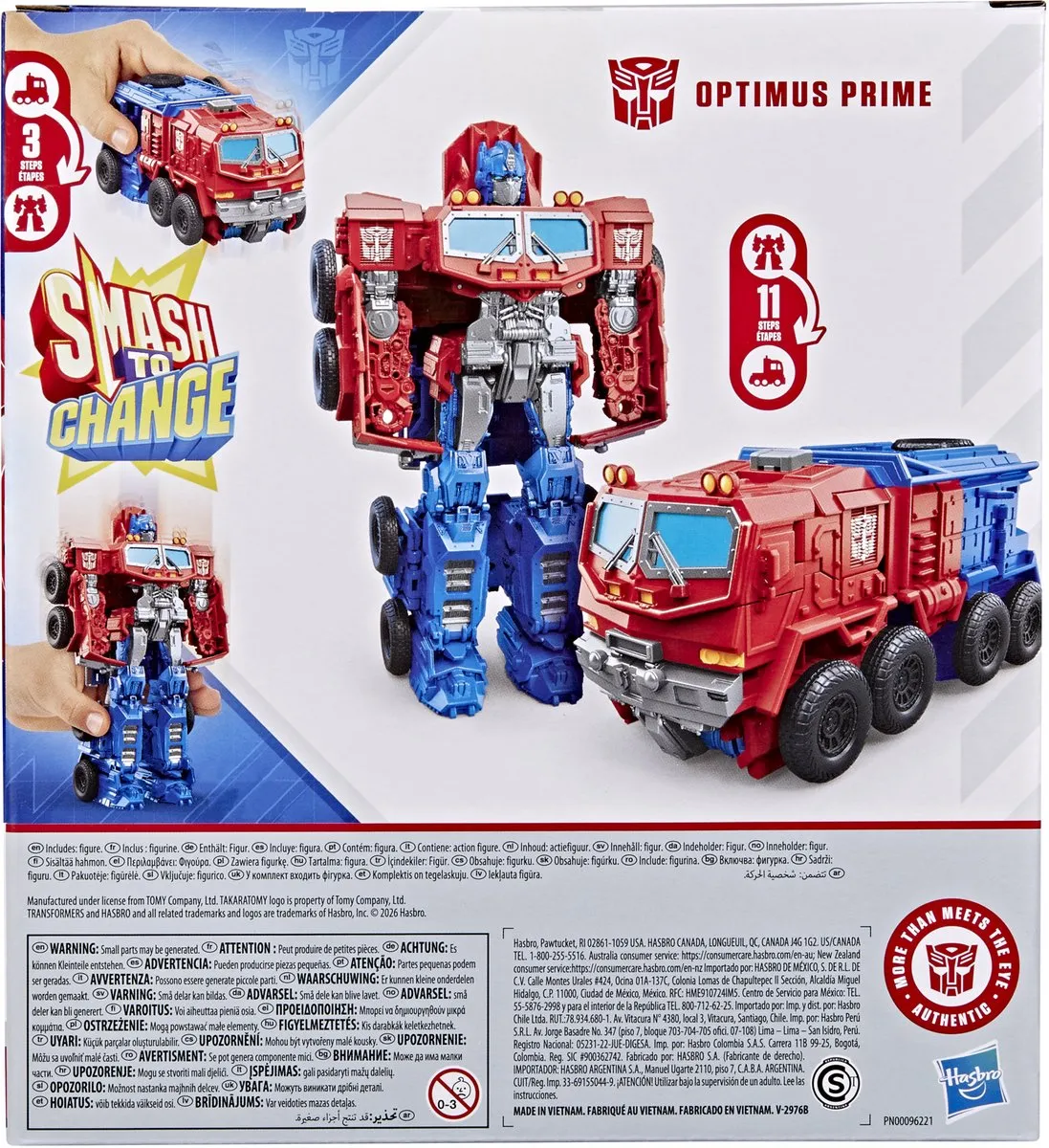 Transformers Smash Changers Optimus Prime Actiefiguur - Blauw/Rood